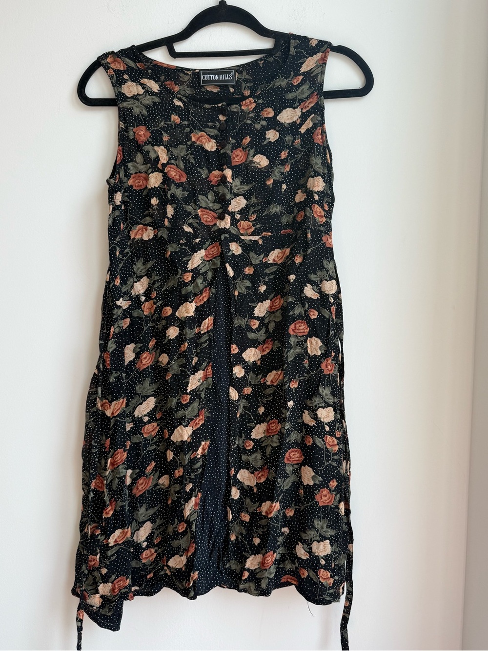 Black Floral Mini Dress with Rose Print